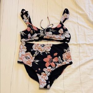 Floral Bikini Set with High-Waisted Bottoms